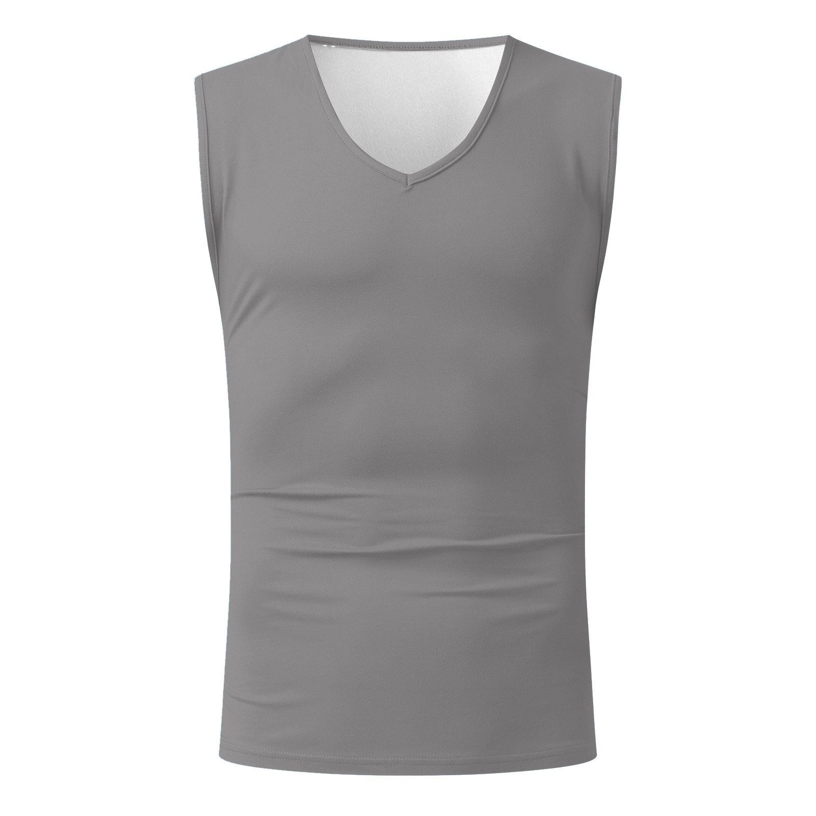 thumbnail image 2 of Camisa sin mangas con cuello en V para hombre - Camiseta deportiva ligera - Ropa informal para gimnasio, fitness y running, 2 of 8